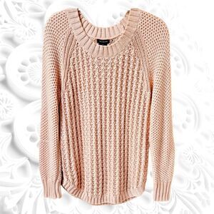 CALVIN KLEIN JEANS New  Round Neck Cable Knit Pink Rose Sweater SIZE Large